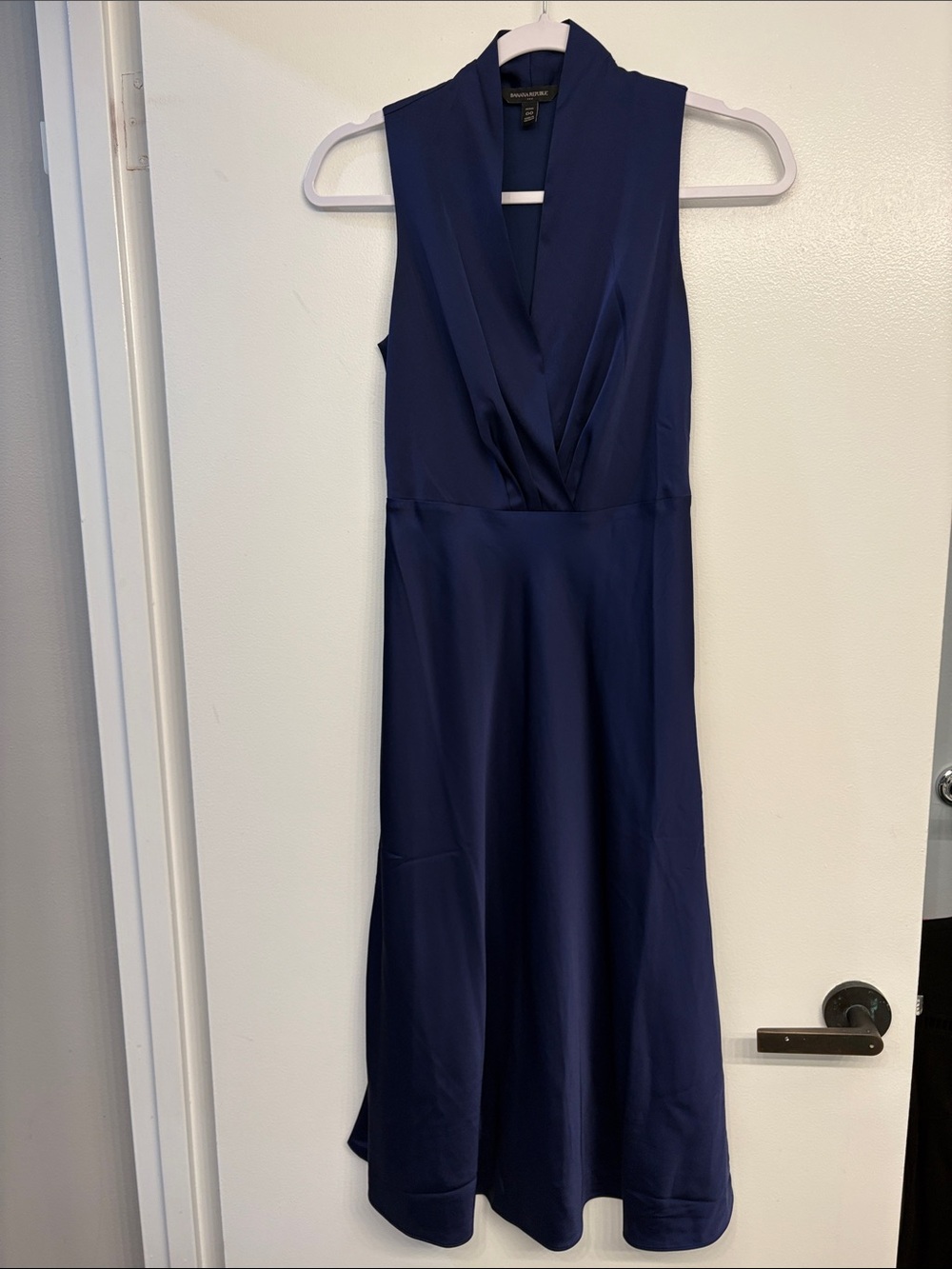 Banana Republic Deep Navy Sleeveless Surplice Midi Dress